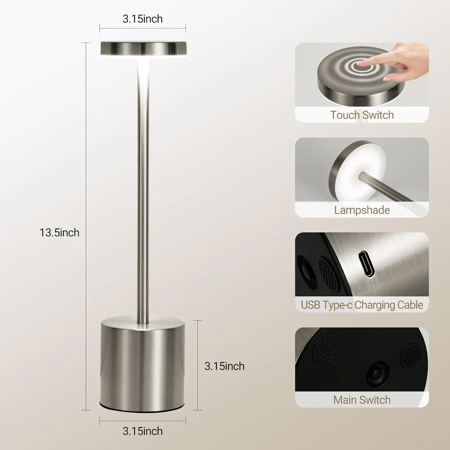USB Rechargeable LED Night Light Touch Table Lamp - Smarsty