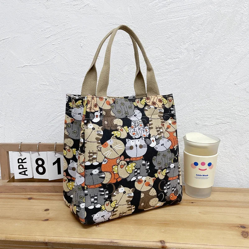 Chic Cat Pattern Top Handle Bag For Women Everyday Use - Smarsty