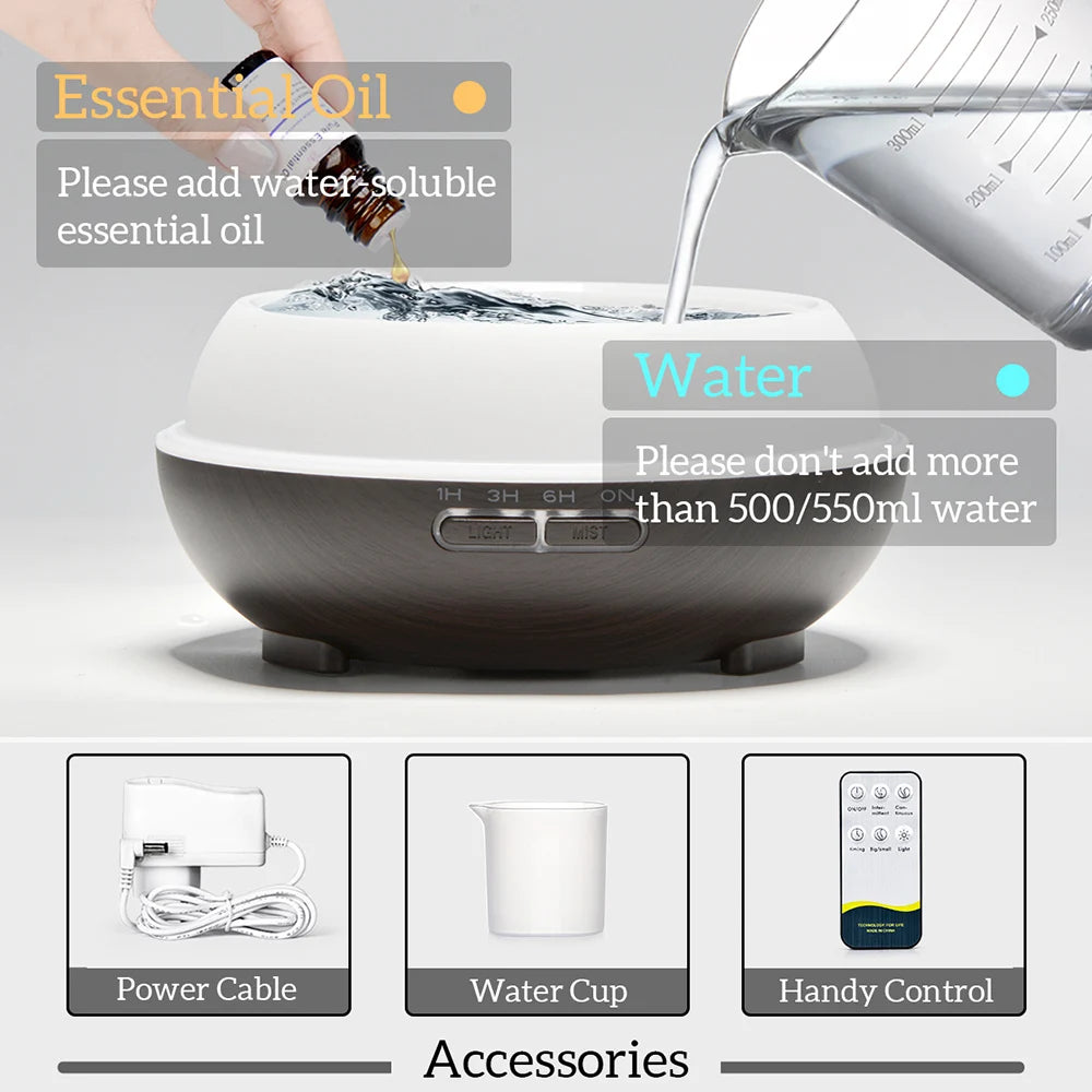 Wood Grain Aromatherapy Essential Oil Diffuser with Remote Control - Smarsty