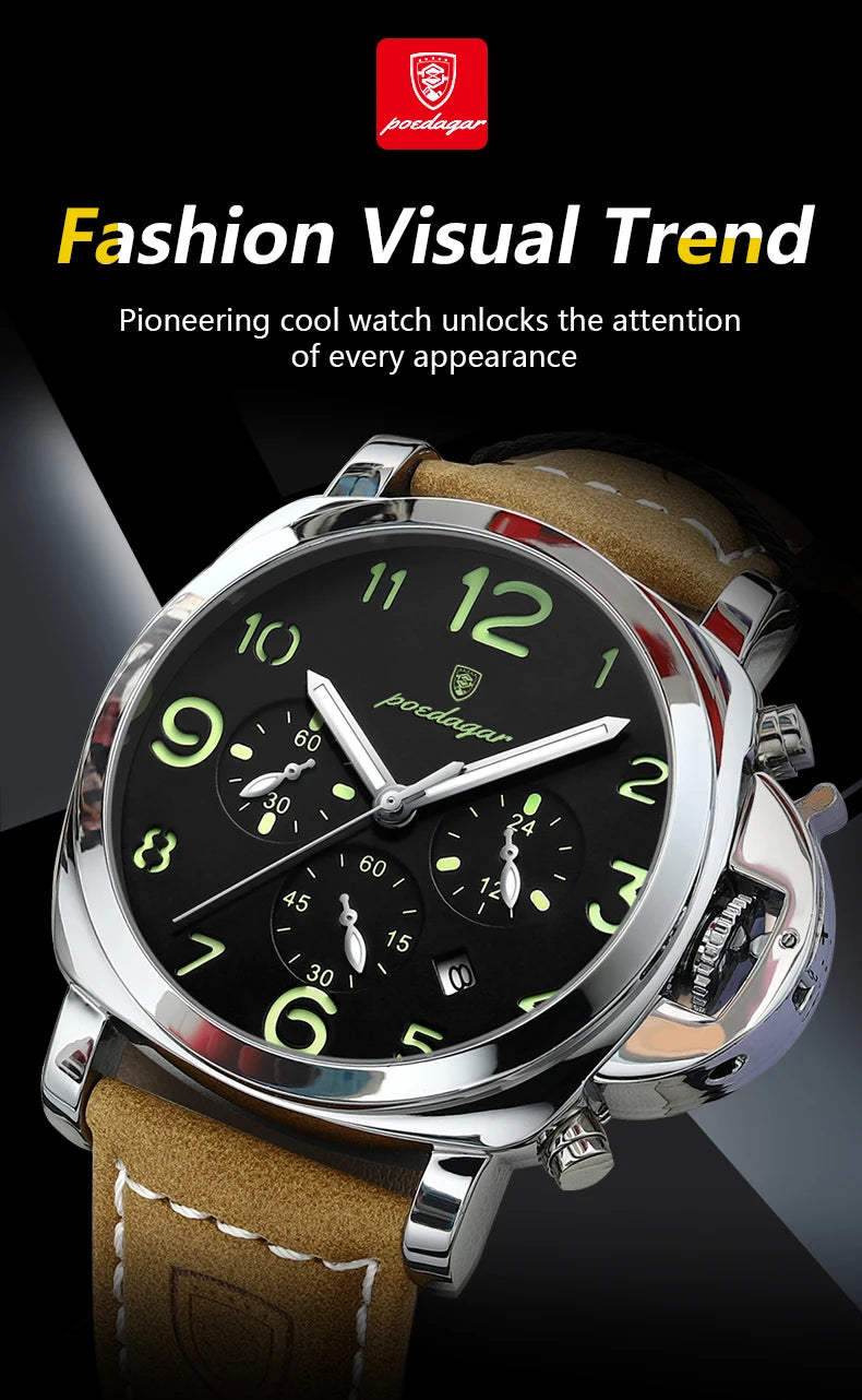 Luxury Waterproof Military Watch for Men Luminous Leather - Smarsty
