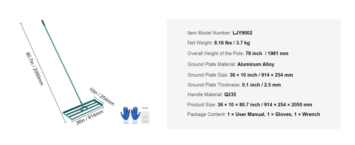 SucceBuy Lawn Leveling Rake 10x36/10x30/10x48inches Heavy-duty Lawn Leveler With Steel Extended Handle For Garden Golf Lawn Farm