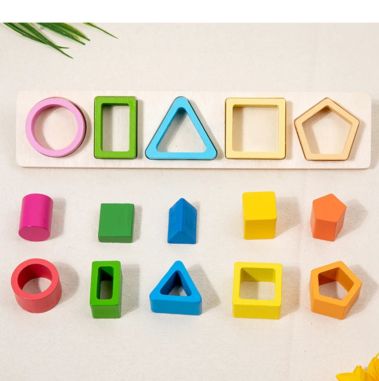 Geometric Shape Sorting Stacking Toys Columns Colorful Matching Puzzles Building Blocks Early Learning Color & Shape Recognition by Smarsty