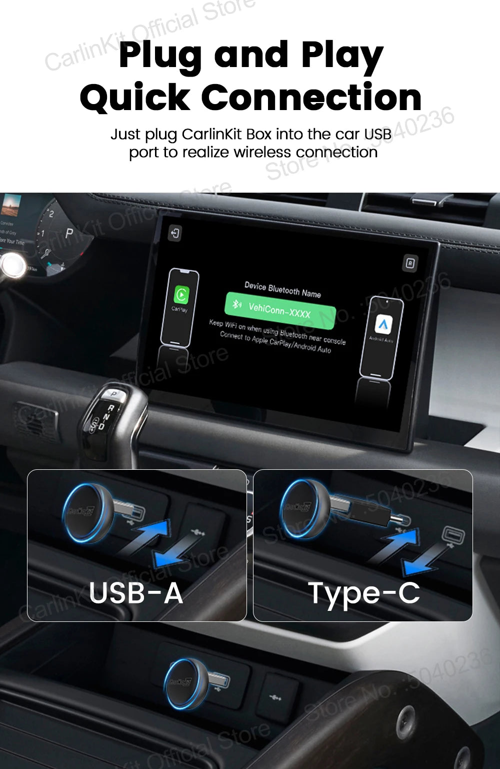 Mini Ultra 3 CarlinKit 5.0 Wireless Adapter Wireless CarPlay Android Auto For OEM Car Plug & Play WiFi Bluetooth Auto Connection