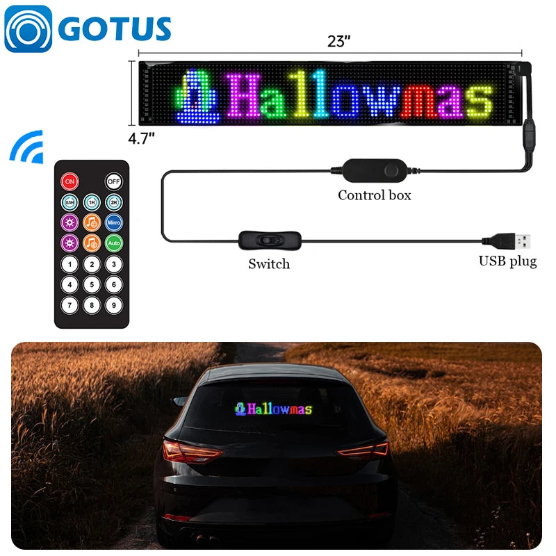 GOTUS LED Matrix Panel,Scrolling Bright Advertising LED Sign,LED Car Sign With Remote Control and Bluetooth Application Control