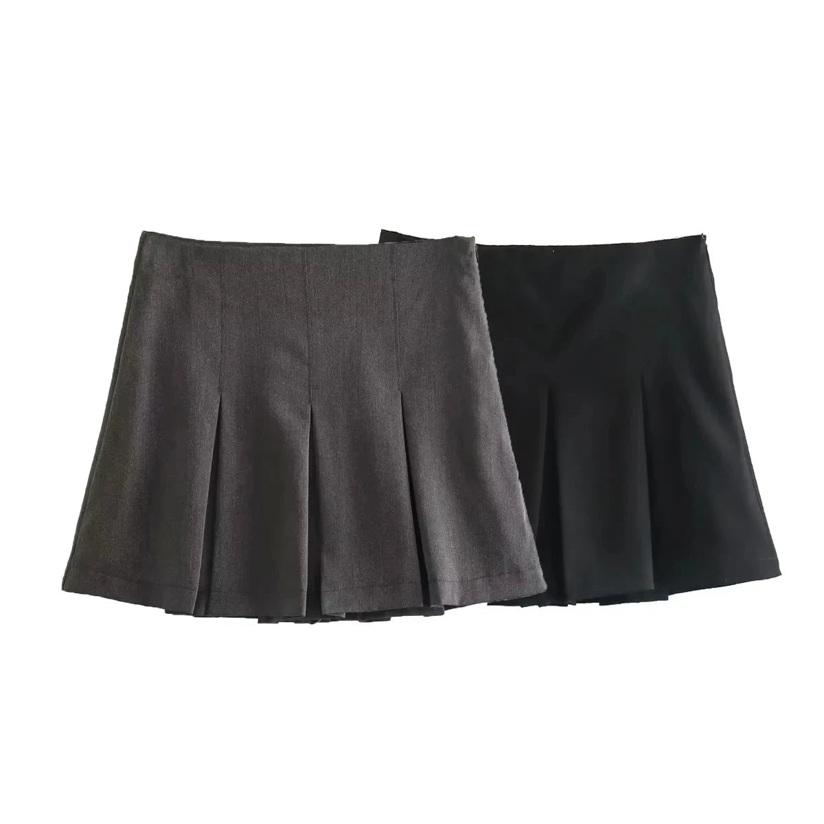 TRAFZA 2025 Spring Summer Women Casual Tierred Mini Skirts Fashion Vintage Solid High Wasit Ruffles Pleated Sexy Shorts Skirts - Smarsty