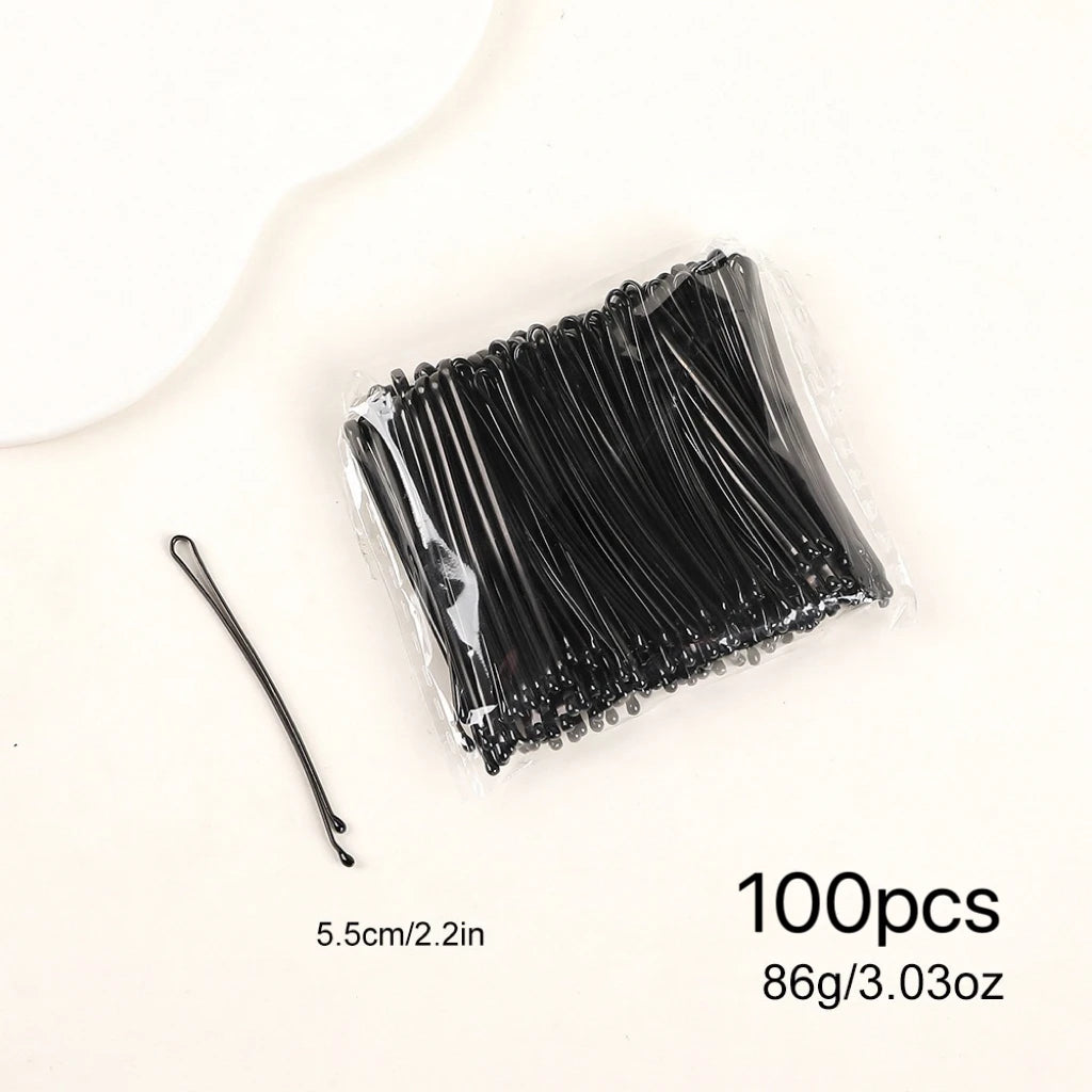 100Pc Bobby Pins Black Secure Hold Salon Hair Kit Set - Smarsty