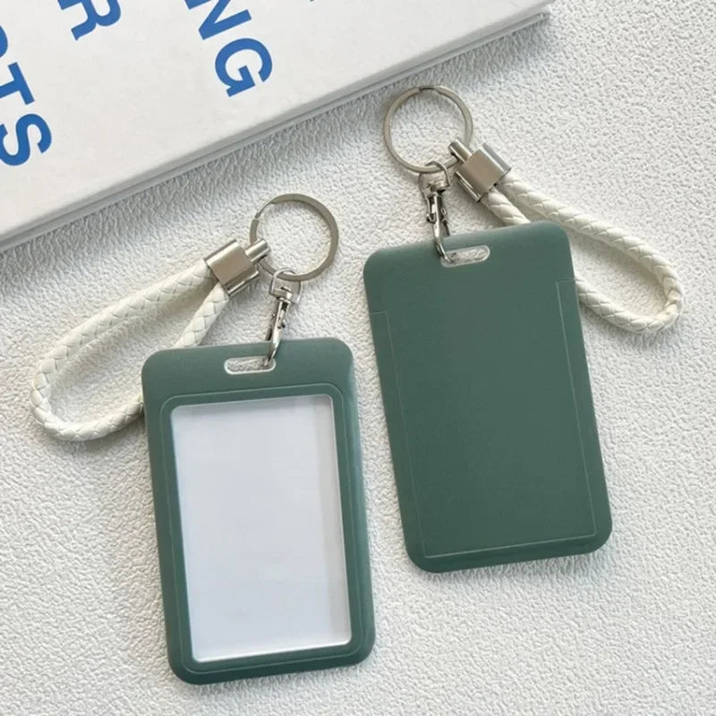 1Pc Macaron Bus ID Card Protective Cover Cases Student Meat Keyring Card Campus Access Door Credit Card Holder Bag Set Key Chain