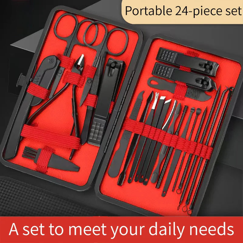Convenient Black and Red Nail Clipper Set - Smarsty