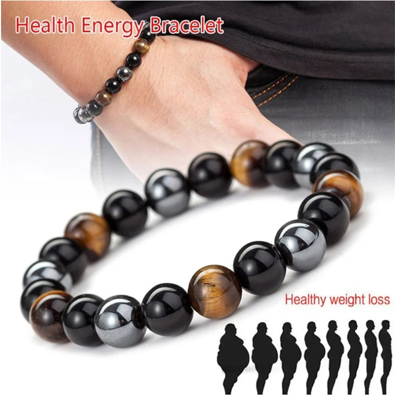 Natural Black Obsidian Tiger Eye Beads Bracelet for Health Protection - Smarsty