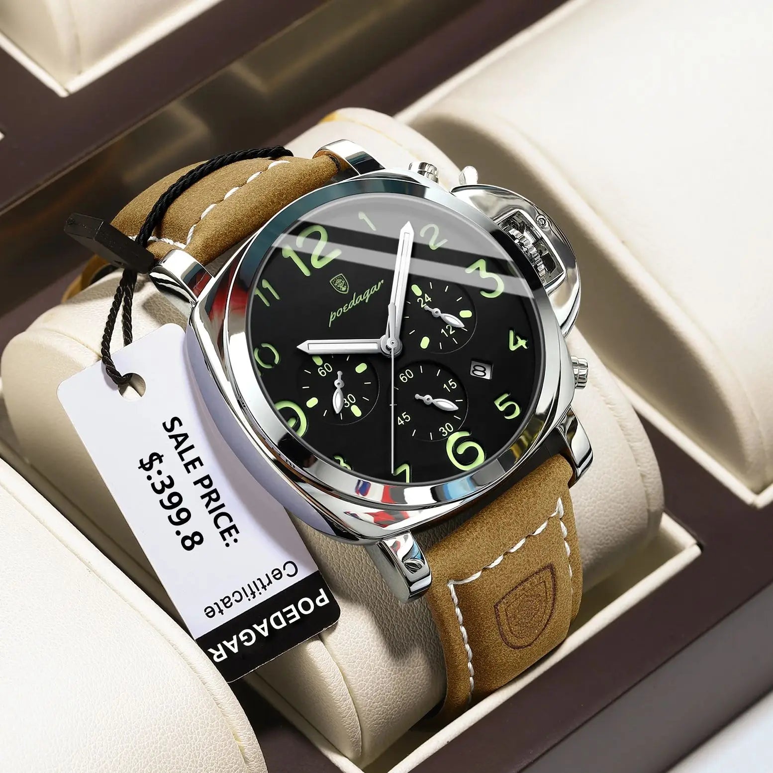 Luxury Waterproof Military Watch for Men Luminous Leather - Smarsty