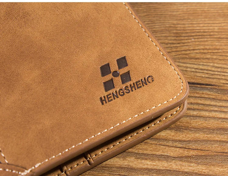 New Men Wallets Credit Card/ID Holder Vintage Brand Male Wallet High Quality PU Leather Photo Holder Foldable Short Men Purse - Smarsty