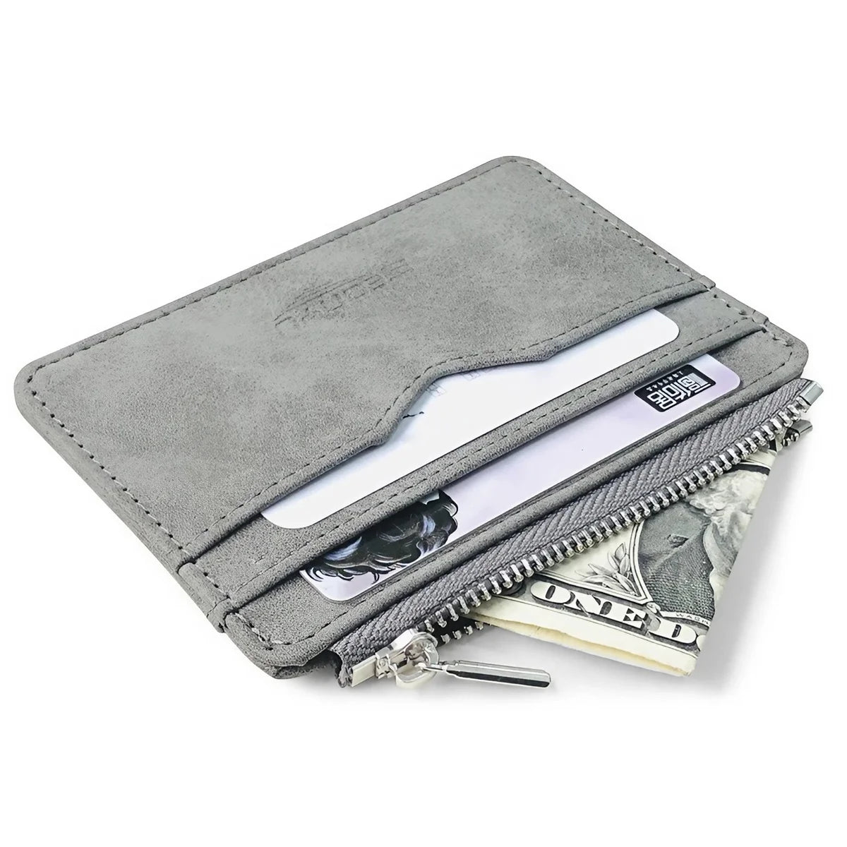 Short Matte Leather Card Wallet - Retro Multi-card Holder with Frosted Fabric, Zipper Bag for Money, New Minimalist Purse