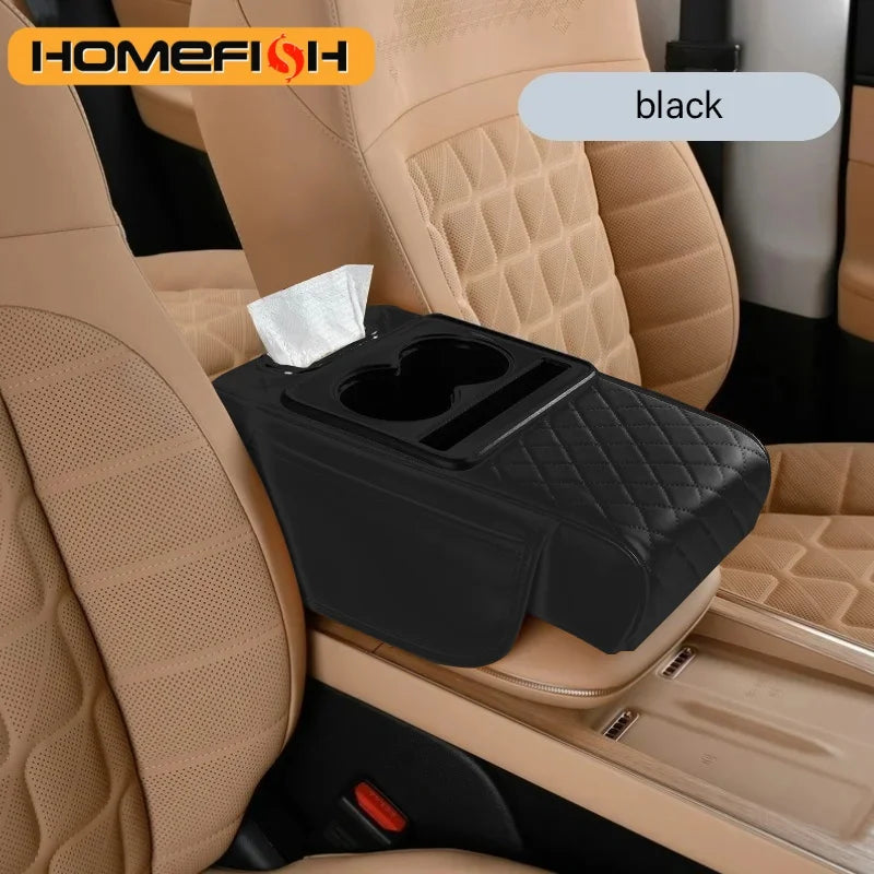 Auto Center Console Armrest Cushion With 2 Cup Holder Armrest Heightening Pad Auto Amrest Pillow Cover Pad for All Seasons - Smarsty