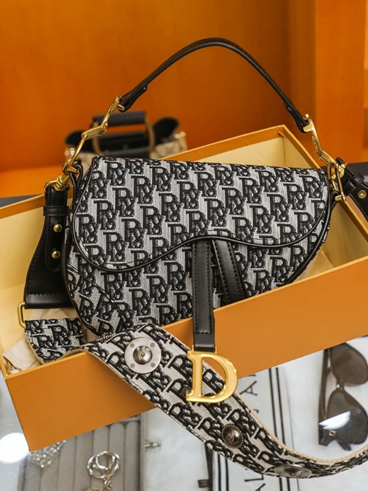 Studded Embroidered Shoulder Crossbody Bag Saddle Handbag - Smarsty