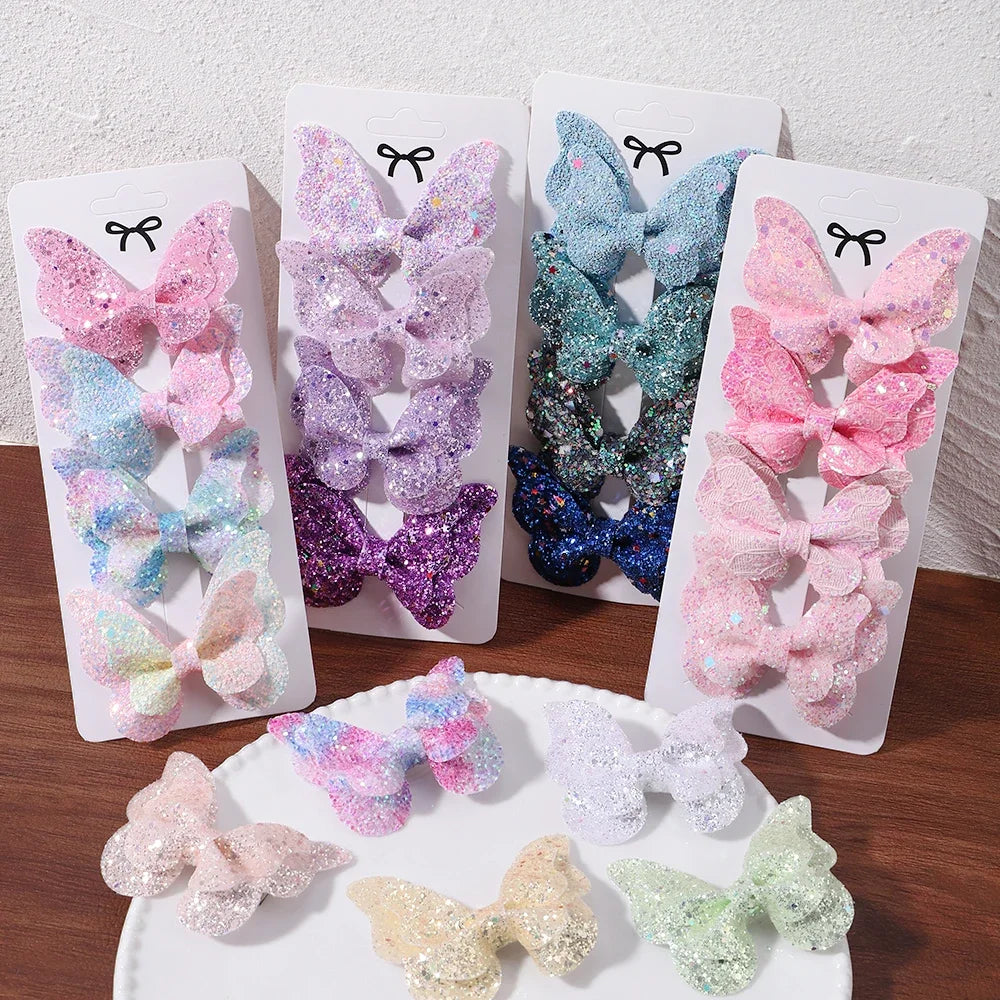 Glitter Butterfly Hair Clips for Girls - Cute Headwear Set - Smarsty