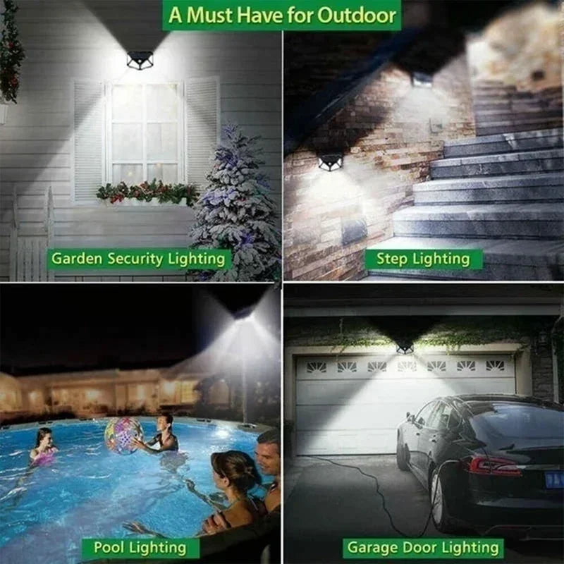 100 LED Solar Wall Lights with Motion Sensor for Outdoor Security - Smarsty