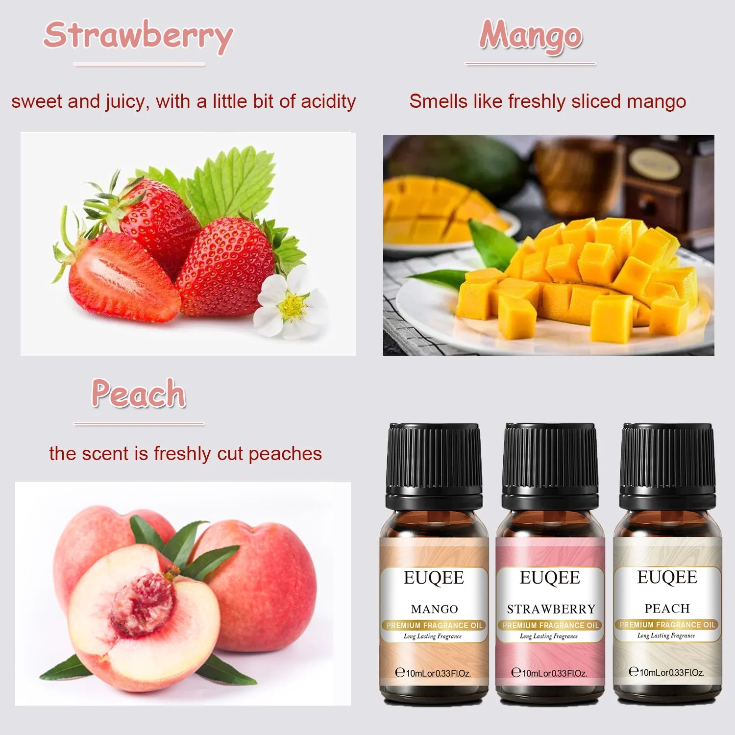 EUQEE 6pcs Fruit Fragrance Oils Set for Diffusers - Smarsty