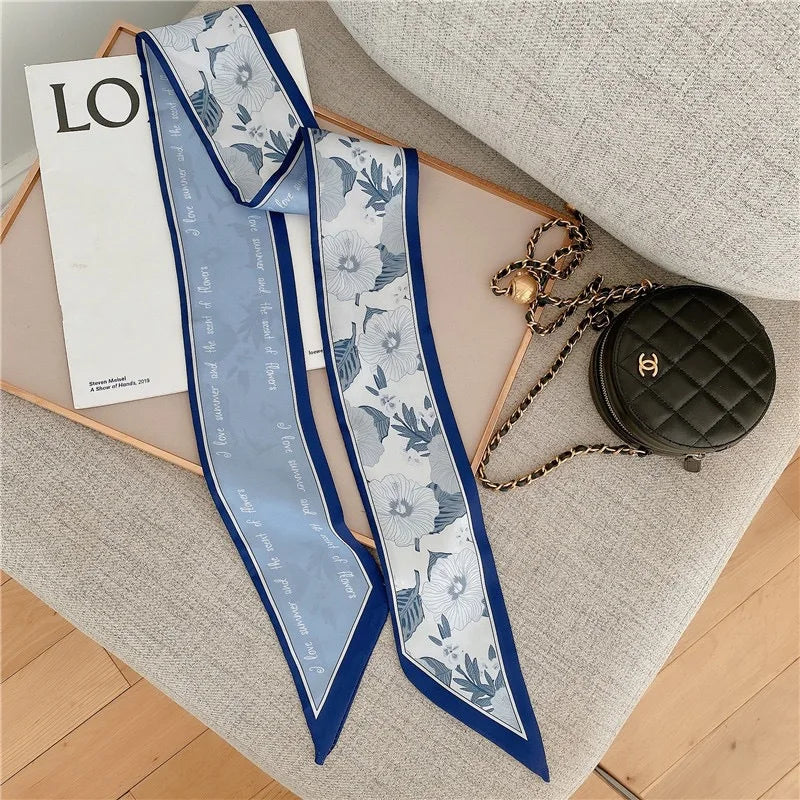 Summer Floral Silk Scarf Hairband Lightweight Headscarf - Smarsty