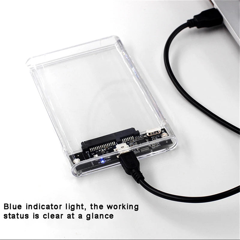 Transparent HDD Case HDD Enclosure 2.5 Inch SSD SATA To USB Type-C Adapter Portable External Hard Drive Box Tool-Free