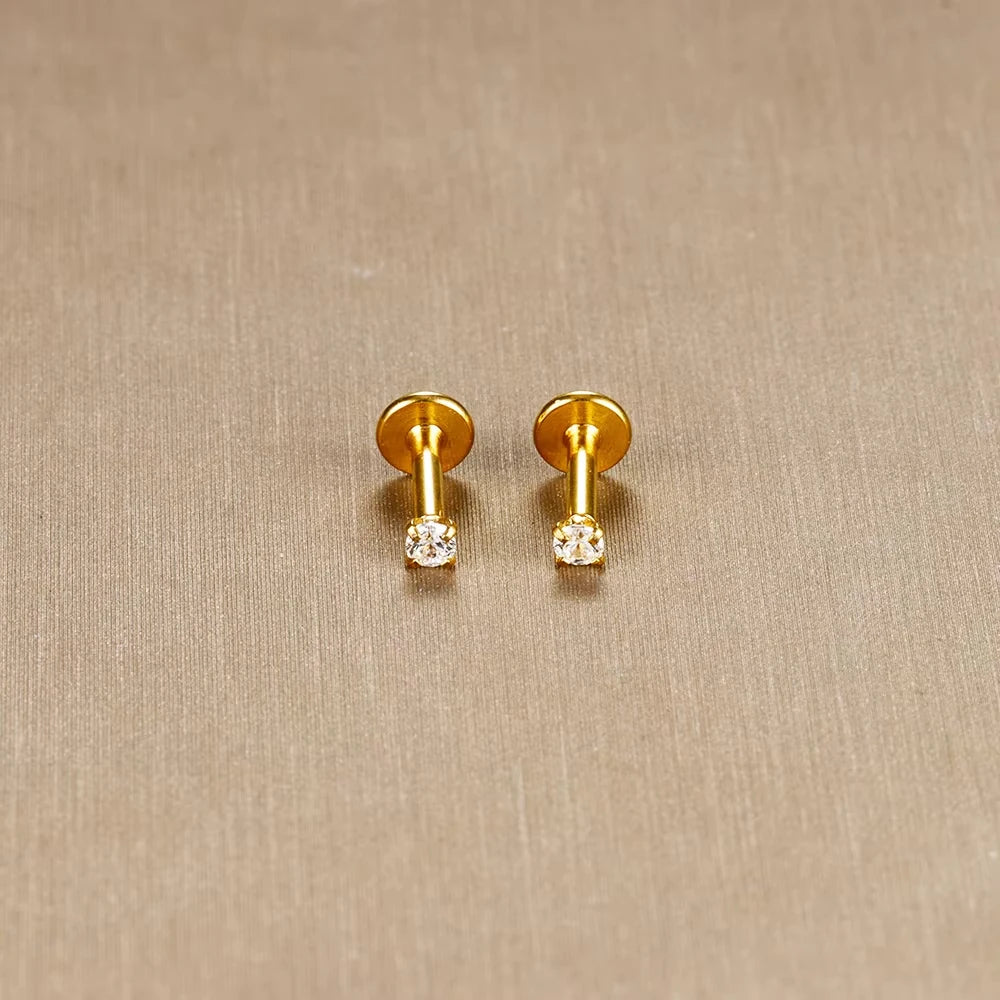 Labret Tragus Stud 16G Surgical Stainless Steel CZ Crystal - Smarsty