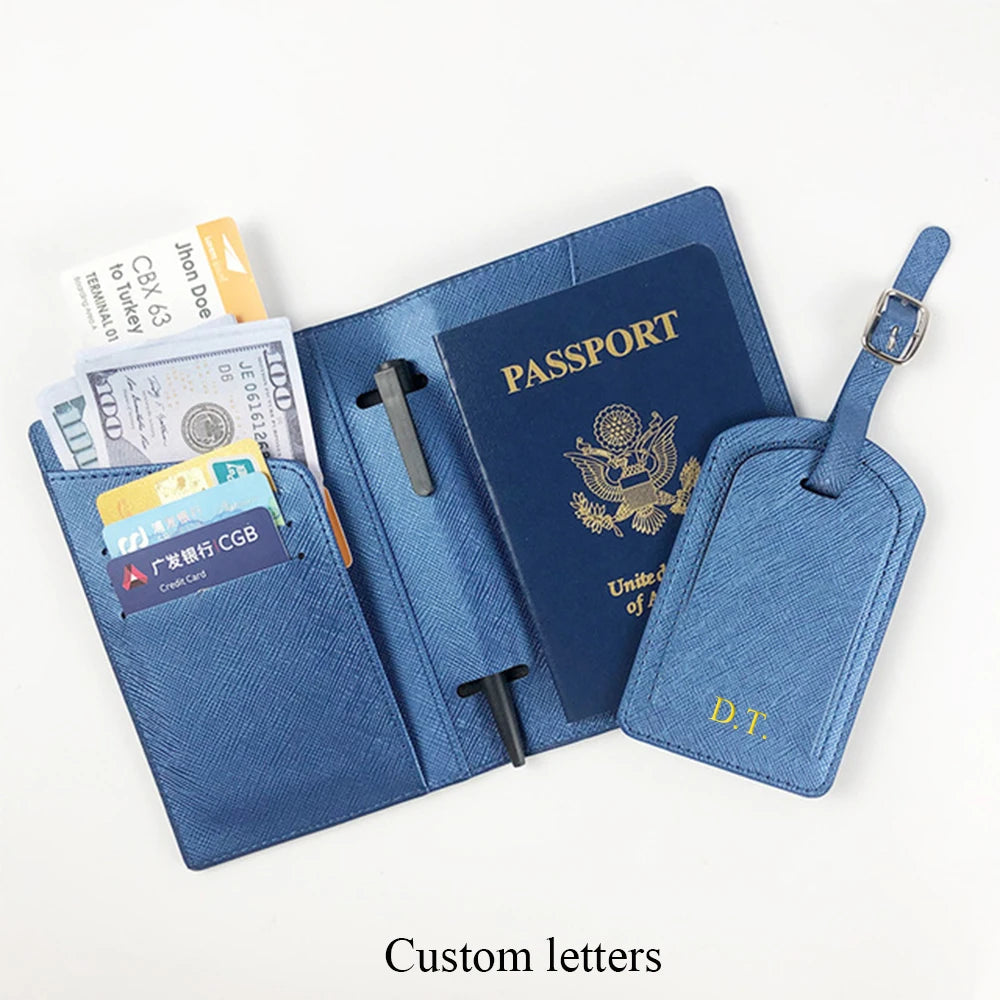 Personalize Initials Luggage Tag Custom Letters Men Women Suitcase Name Tag PU Airplane Labels Engrave Logo Travel Accessories - Smarsty