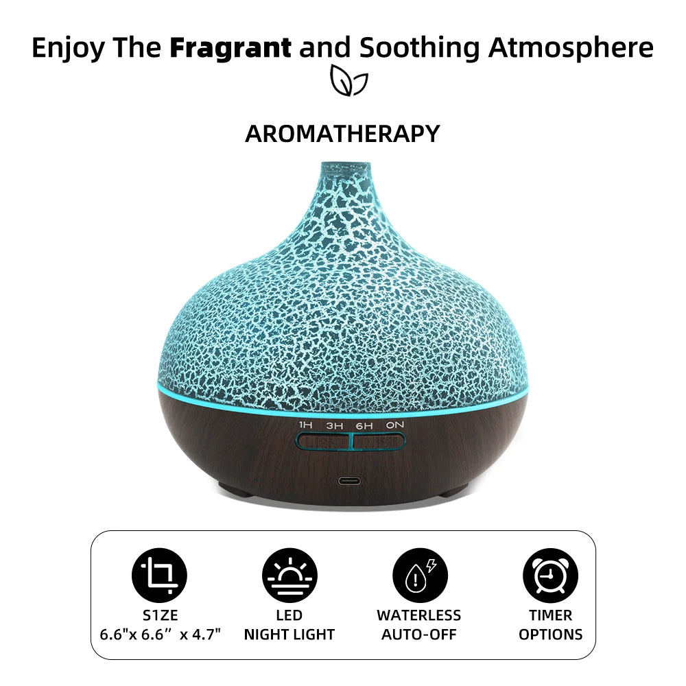 550ml Ultrasonic Humidifier with 7 Colors LED Lights Aromatherapy Essential Oil Diffuser Water Tank