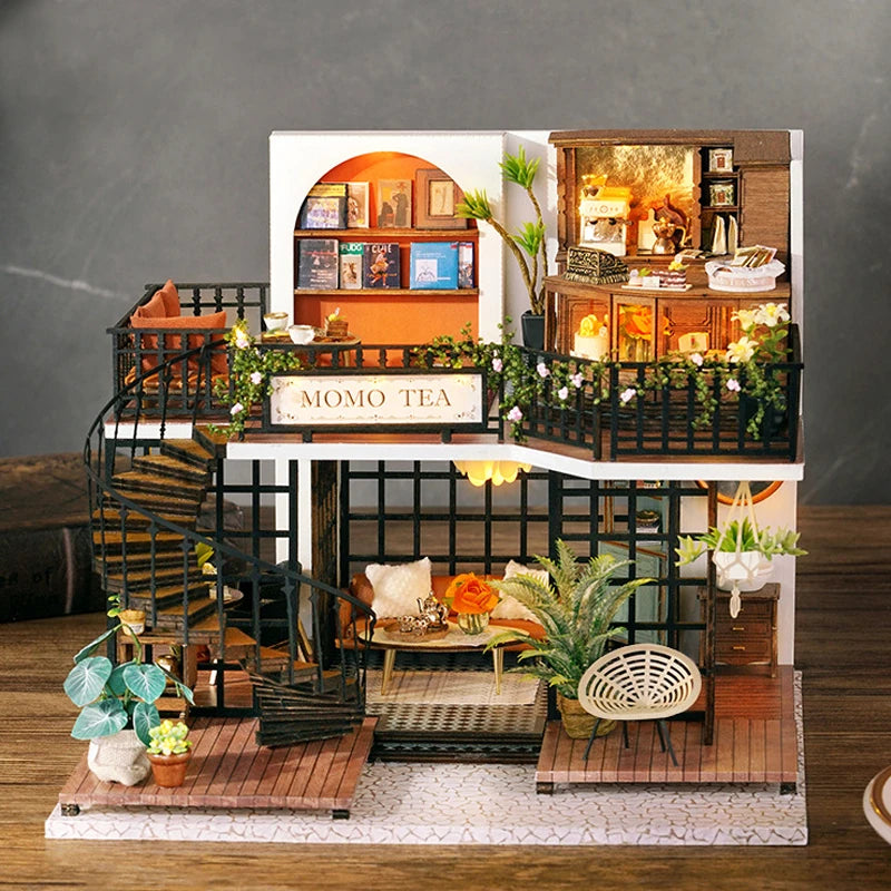 Wooden Doll House 3D Puzzle Assembly Building Model Kit Production Small Room Toys Home Bedroom Decoration With Furniture Light by Smarsty