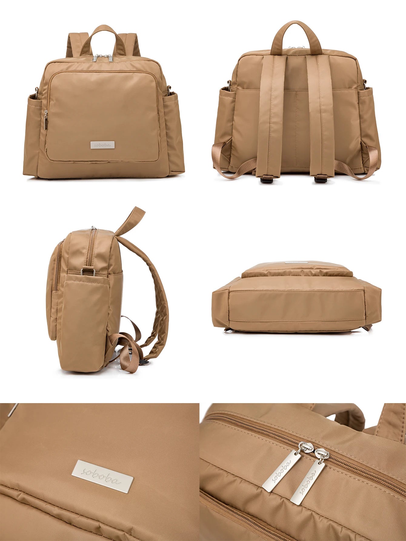 Soboba 2023 New Diaper Bags for Mother Waterproof Large Capacity Solid Polyester Diaper Backpacks Travel Bag for Newborn Baby by Smarsty