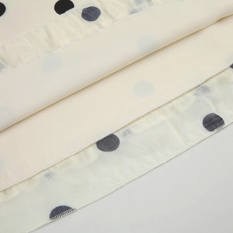 BIIKPIIK Casual Women Polka Dot Skirts Lettuce Trim Beige Elegant Midi Skirts Streetwear Simple All-match Bottom Clothing Spring - Smarsty