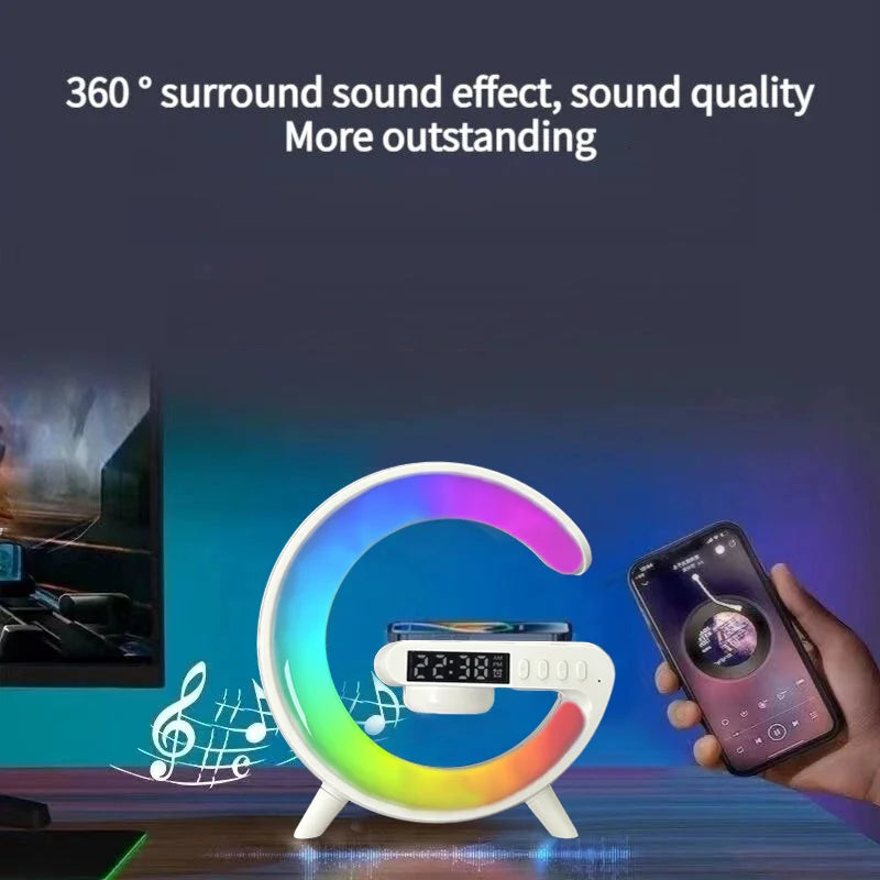 Wireless Charger Pad Stand With RGB Night Light Alarm Clock - Smarsty