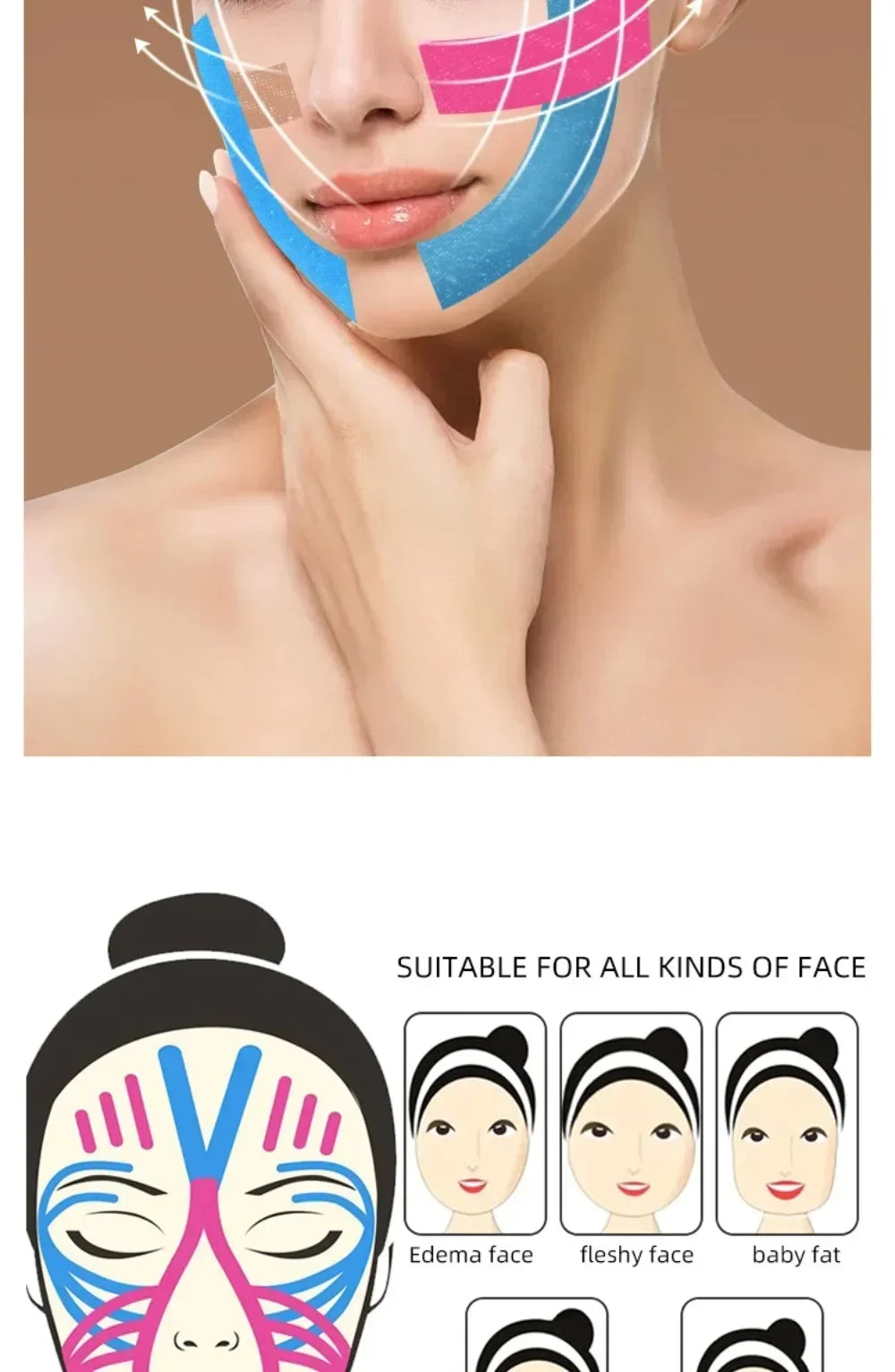 Kinesiology Tape for Instant Face and Neck Lift - Smarsty