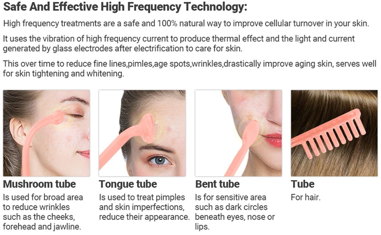 Portable High Frequency Skin Therapy Wand for Acne and Wrinkle Reduction - Smarsty