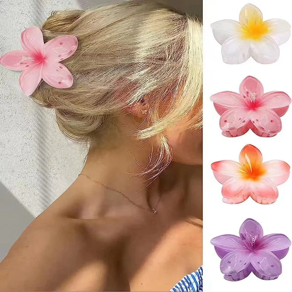 Gradient Large Flower Acrylic Hair Clip Boho Beach Accessory - Smarsty