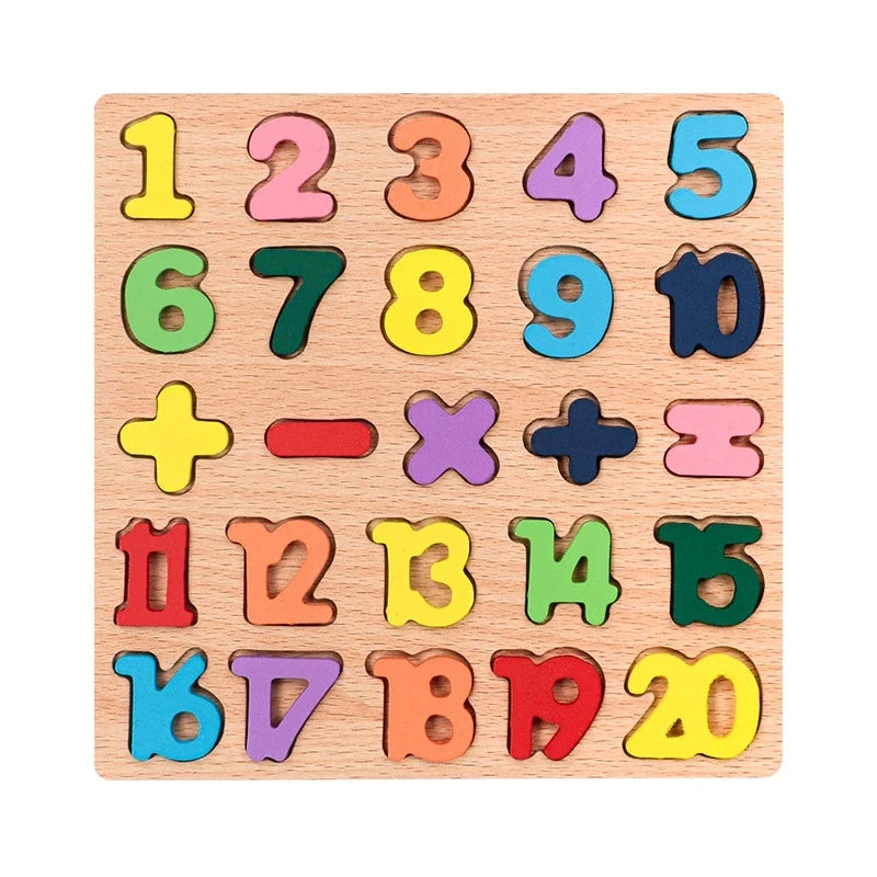 Kids Alphabetic Arithmetic Number Geometric Shapes Wooden Puzzle Montessori Preschool Learning Educational Game Toy for Children by Smarsty
