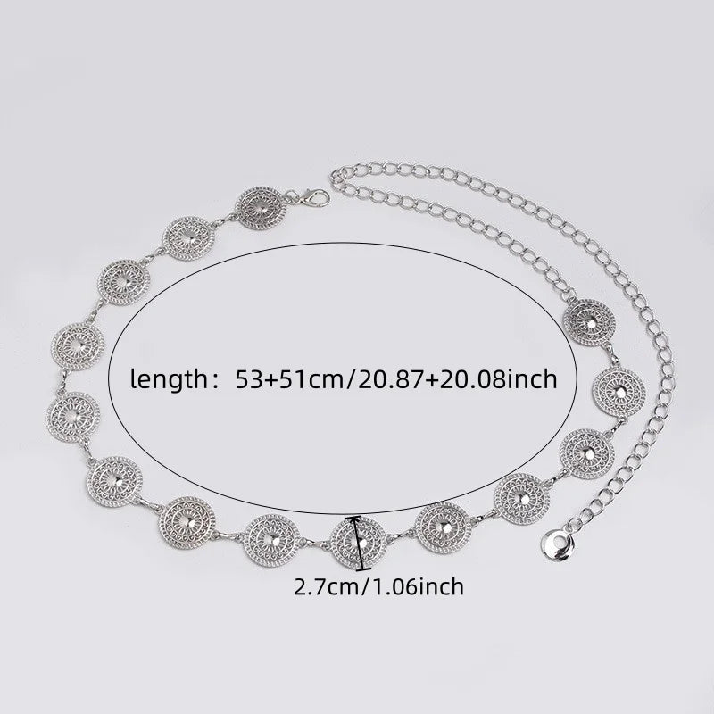 Silver Retro Waist Chain Belt Thin Metal Accessory - Smarsty