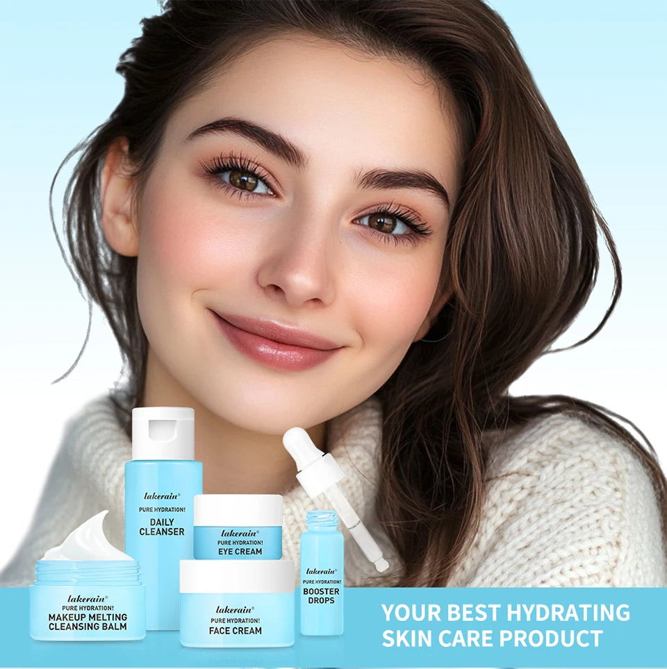 5PCS Skincare Set Hydrate Brighten Firm Skin Exfoliating Acne Removal Shrink Pore Fix Sensitive Dullness Collagen Face Kit