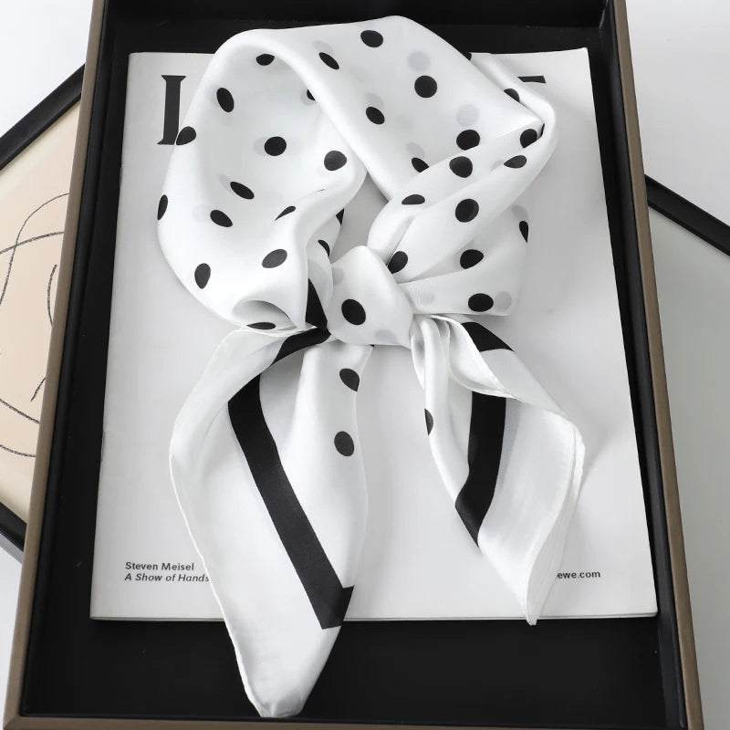 Luxury Silk Skinny Scarf with Cat Print for Women - Smarsty