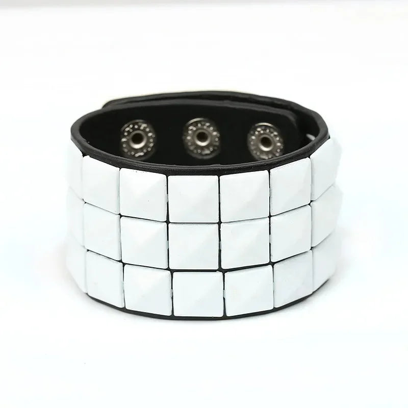 Unisex PU Leather Punk Bracelet with Spikes and Skull - Smarsty