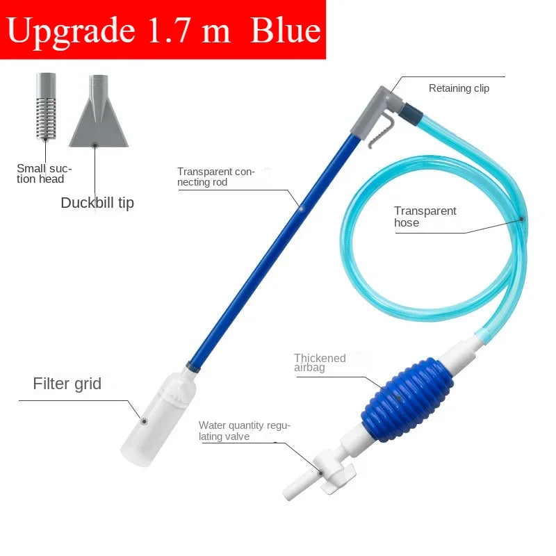 Siphon Pump with Filter Nozzle Fish Tank Water Changer Air Pump Cleaning Accessorie Handheld Aquarium Gravel Cleaner Vacuum Tool - Smarsty