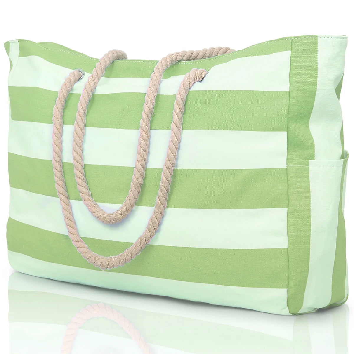 Waterproof Beach Bag Foldable Striped Zipper Outdoor Tote - Smarsty