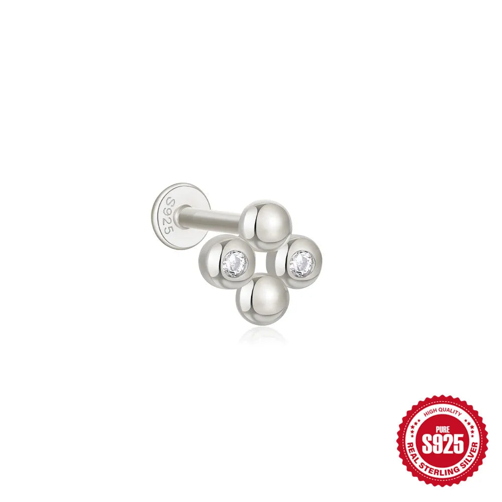 925 Silver Star Moon Zircon Stud Earrings Hypoallergenic - Smarsty