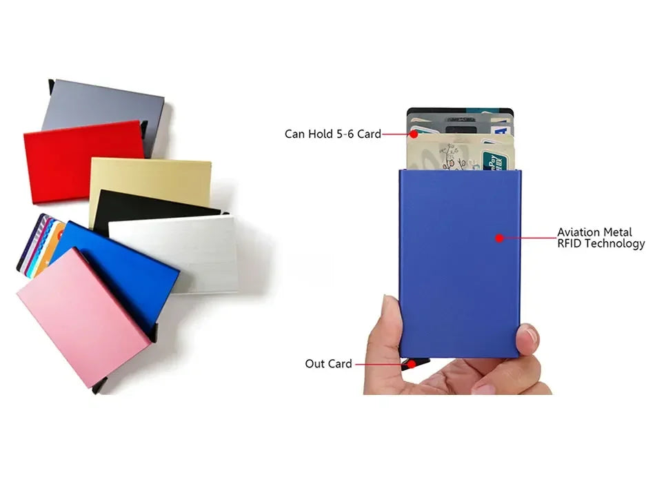 Anti Rfid Blocking Smart Wallet for Men Women ID Bank Credit Card Holder Metal Thin Slim Women Wallets Pop Up Minimalist Purse
