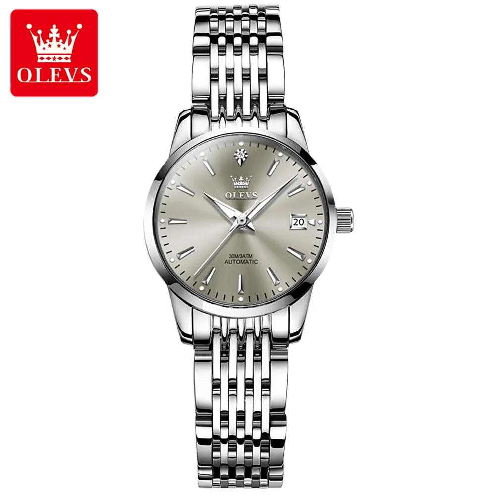OLEVS Ladies Automatic Wristwatch Waterproof Stainless Steel - Smarsty