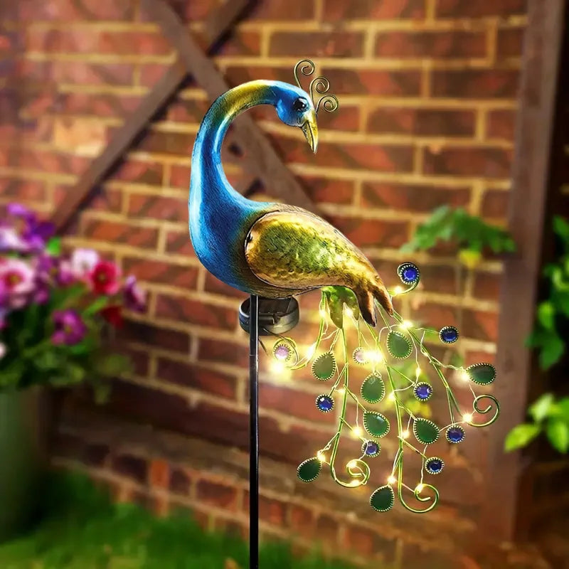 Solar LED Metal Peacock Lawn Decor Sculpture - Smarsty