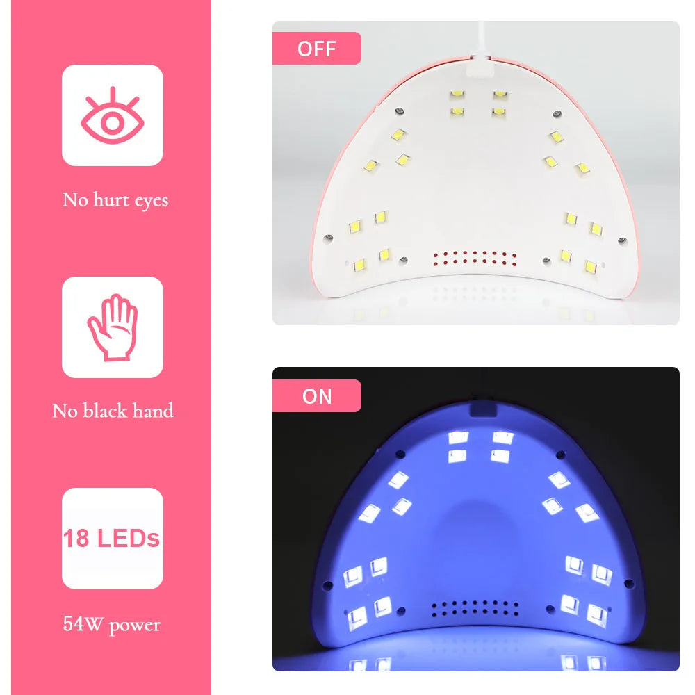 54W UV LED Nail Dryer Lamp for Quick Drying - Smarsty