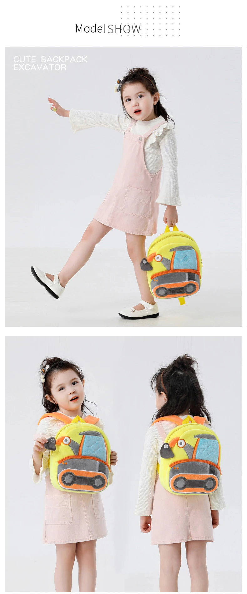 Plush Excavator Kids Backpack For Small School Bags - Smarsty
