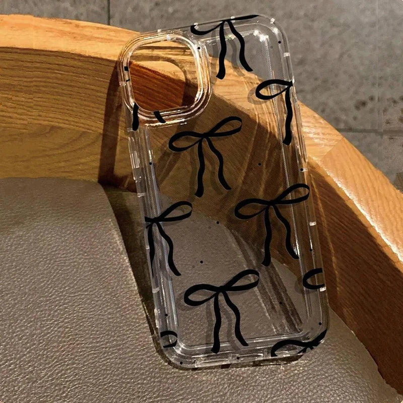 Pink Heart Bow iPhone Case Soft Clear Shockproof Protection - Smarsty