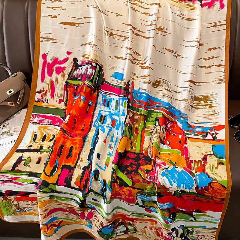 Large Silk Scarf for Women Soft Stylish Summer Wrap - Smarsty