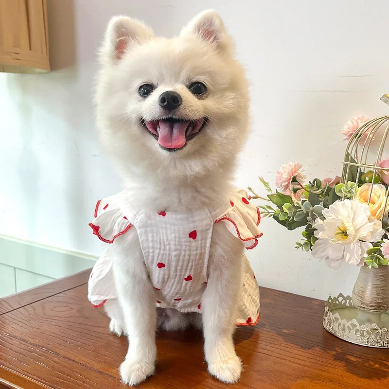 Summer Dog Cooling Dress with Cute Heart Print - Smarsty