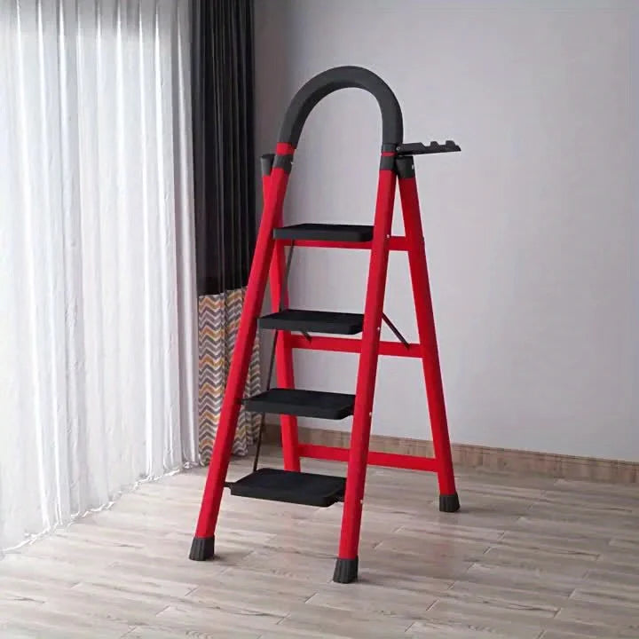 4-step ladder set: multifunctional foldable lightweight, wide-thick sturdy, safe handle + wide non-slip steps, for home/outdoor/